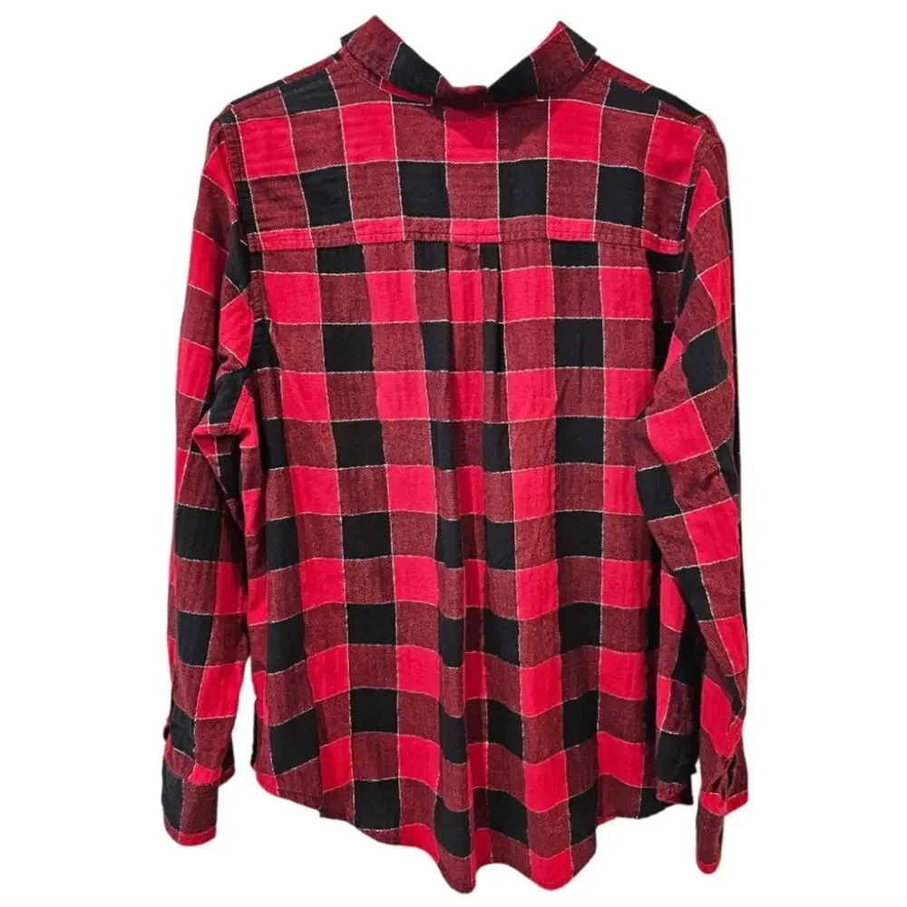 St. John's Bay Buffalo Plaid Button Up Long Sleeve Shirt Woman 1X